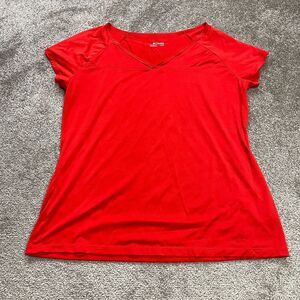 Columbia Active Top Womens XL Red V-Neck Short Sleeve Raglan Casual Athleisure